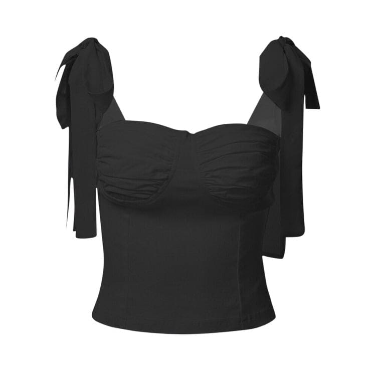 Elegant Bow Tie Top - S / Black - Tops