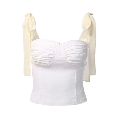 Elegant Bow Tie Top - S / White - Tops