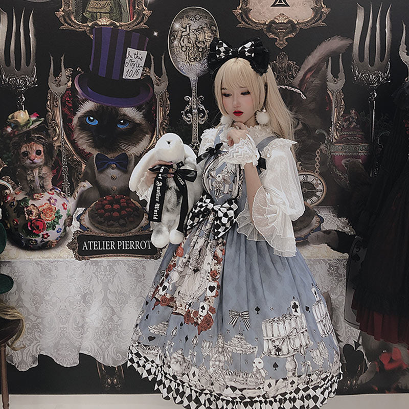 Princess Print Bow Lolita Suspender Dress Modakawa