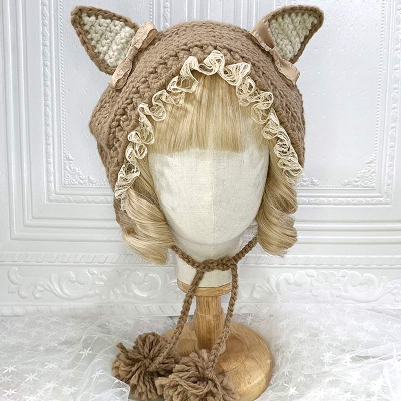 Cute Cat Ears Lace Lolita Hat Warm modakawa