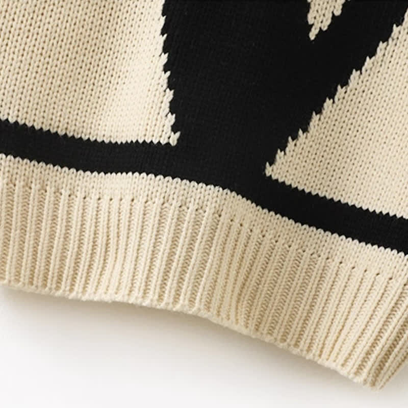 Graphic Bear Ears Hooded Sweater Fringed Knit Pants modakawa