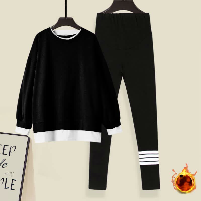 Casual Round Collar Sweatshirt Casual Leggings Set Modakawa