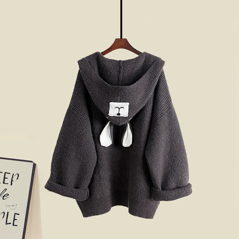 Bear Ears Hooded Cardigan Sweater Slip Dress Set modakawa