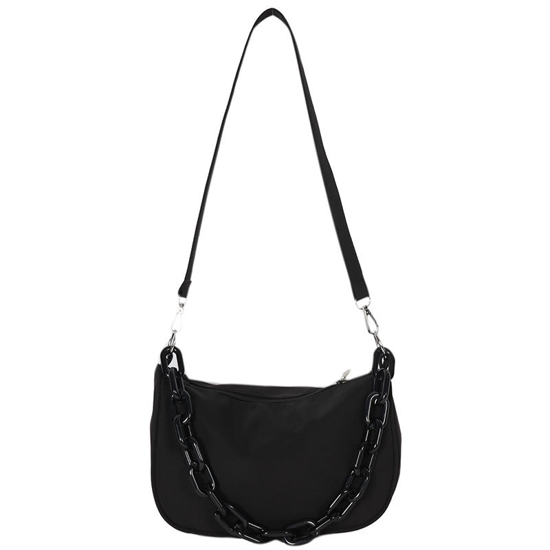 Fashion Black Acrylic Chain Crossbody Bag modakawa