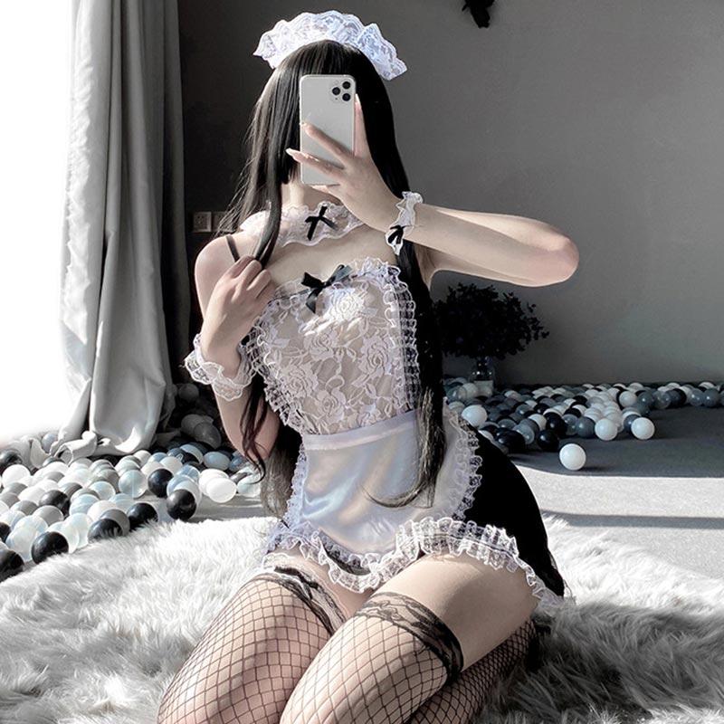 Kawaii Black Sexy Maid Lingerie Dress Modakawa