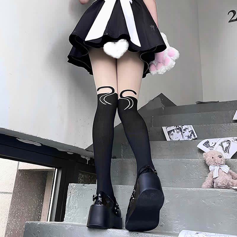 Cute Cartoon Kitty Print Lolita Stockings Tights Modakawa