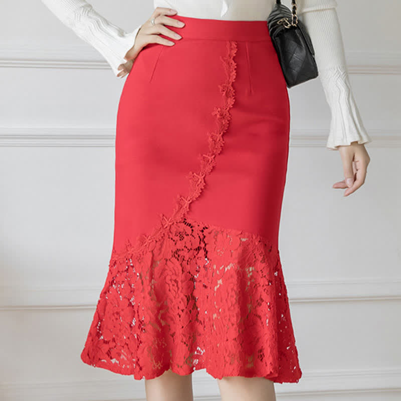 Elegant Lace Stitching Skirt modakawa