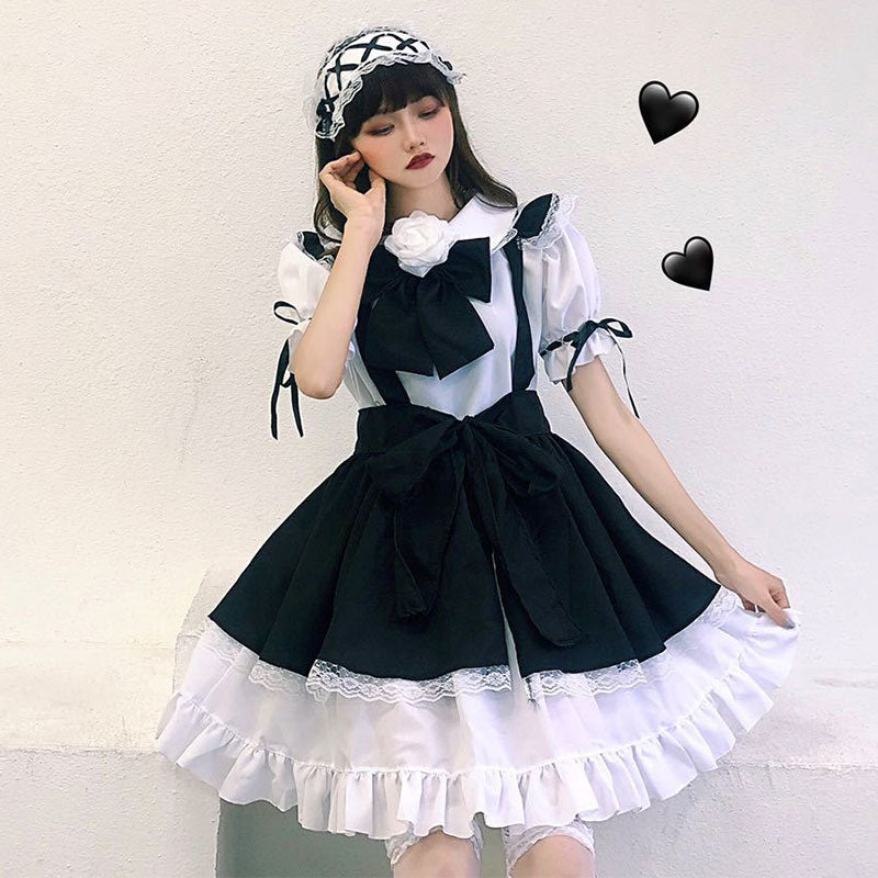 Gothic Bow Tie Lolita Maid Costume Dress Modakawa