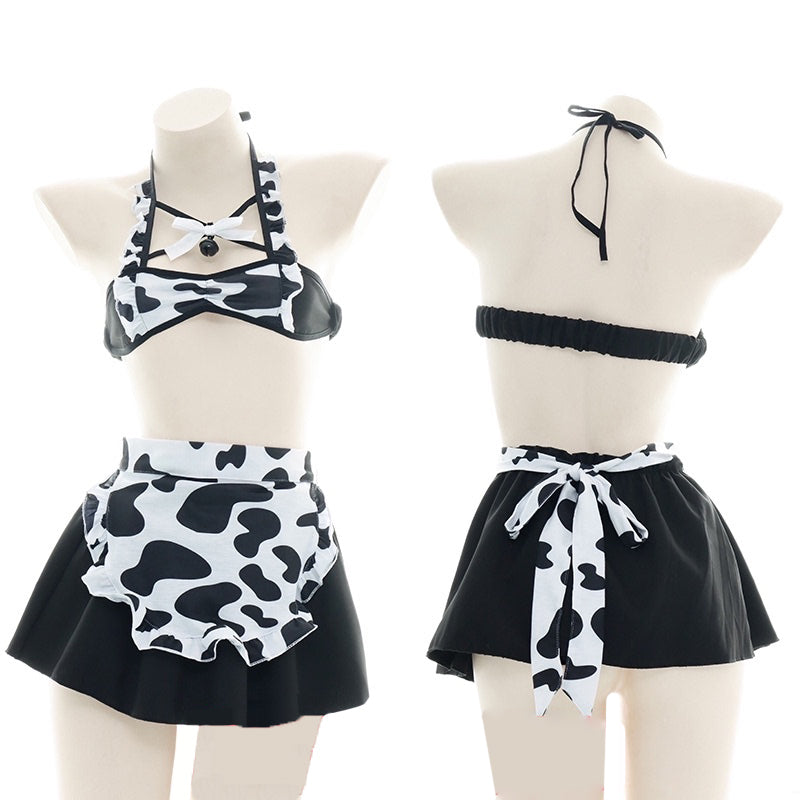 Sexy Maid Cow Print Lingerie Suit Modakawa