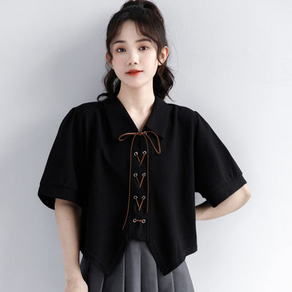 Casual Straps Bow Polo T-Shirt modakawa