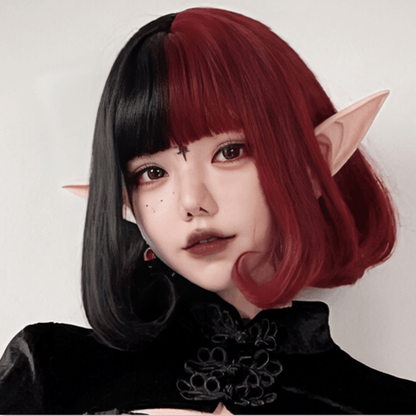 Vampire Clown Colorblock Short Straight Wig With Neat Bangs modakawa