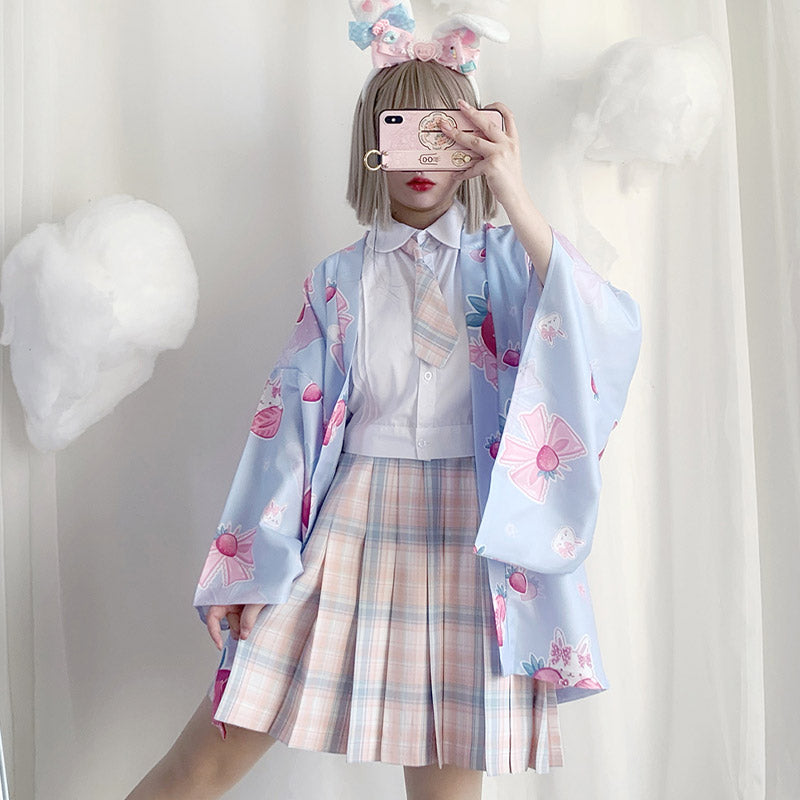 Strawberry Loose Cardigan Kimono Outerwear modakawa