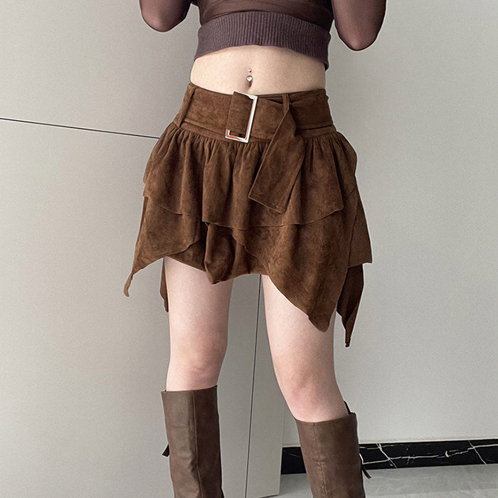 Y2K Brown Cord Skirt SpreePicky