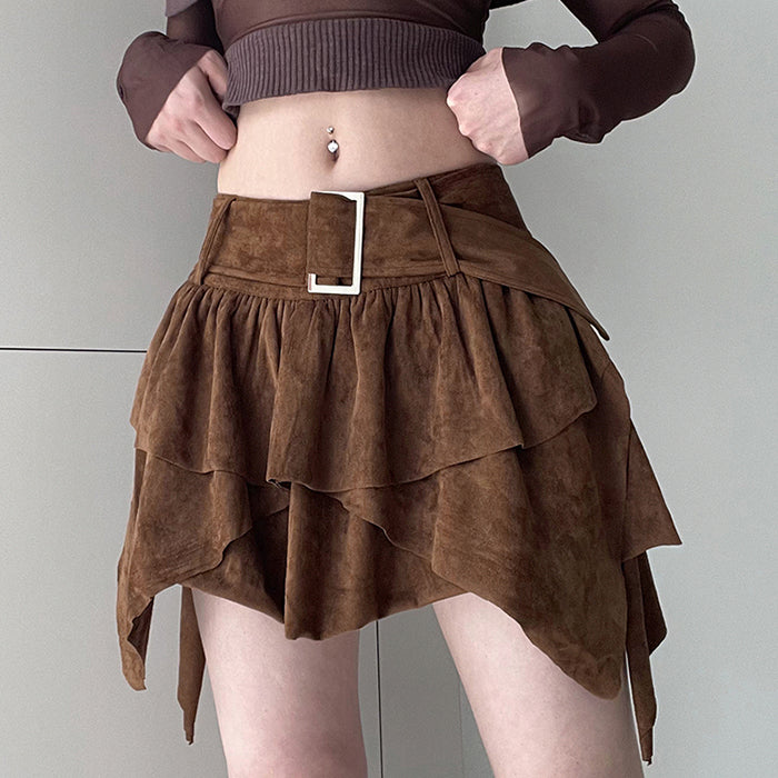 Y2K Brown Cord Skirt SpreePicky