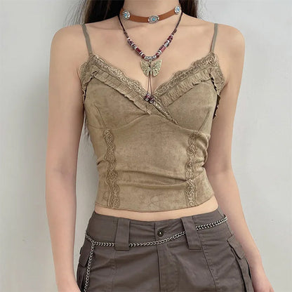 Vintage Lace Trim Cami Top SpreePicky