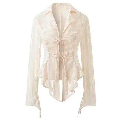 Elegant Lace Up Shirt SpreePicky