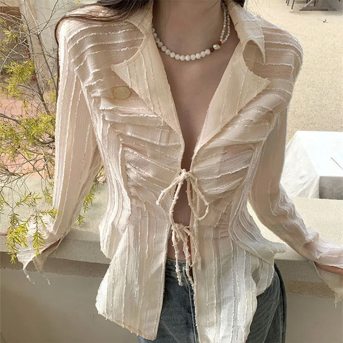 Elegant Lace Up Shirt SpreePicky