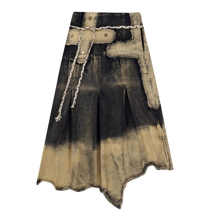 Vintage Washed Long Denim Skirt Boogzel Clothing