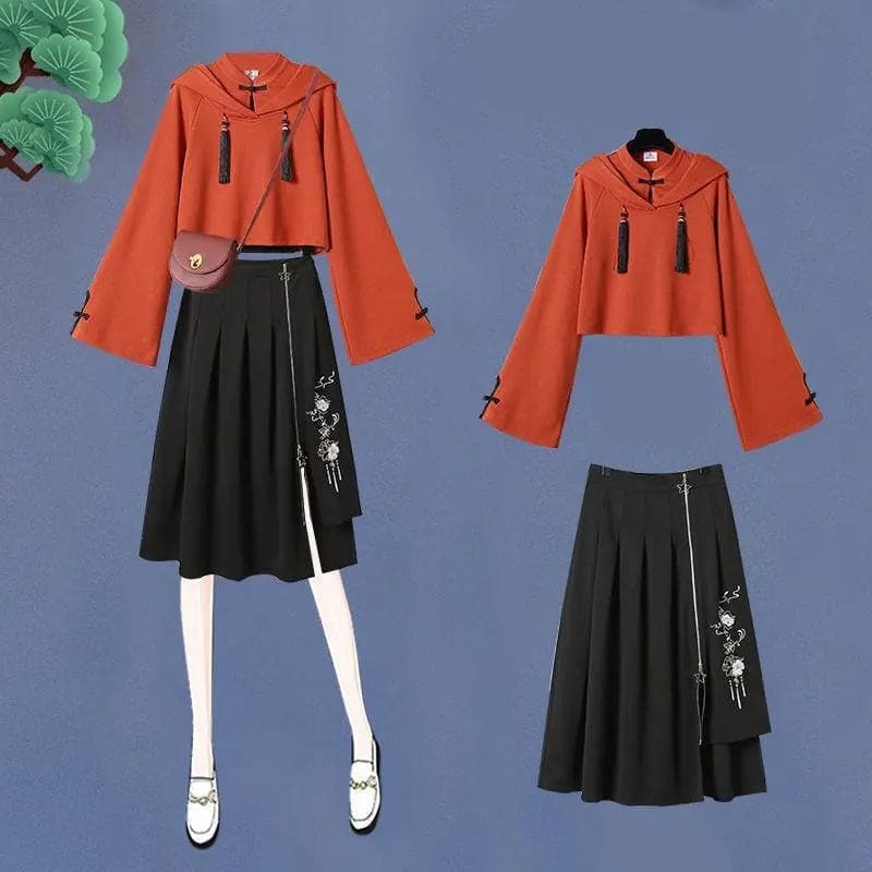 Fashioned Hoodie With Skirt Suit MK15246 - 2 Piece Set