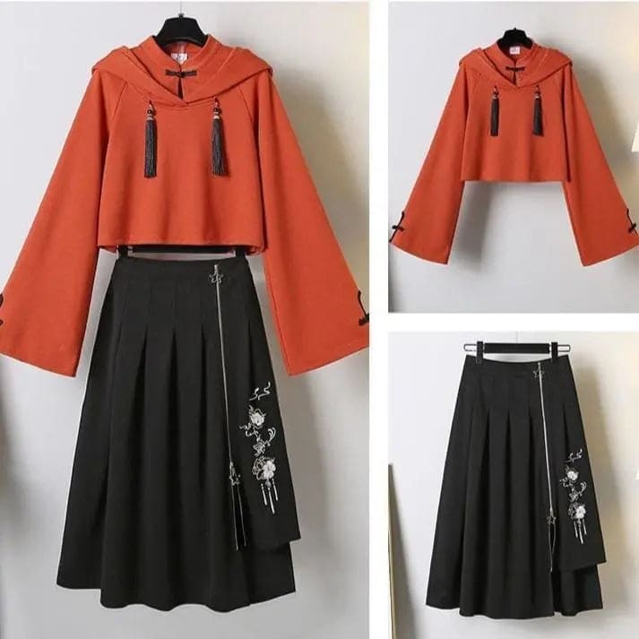 Fashioned Hoodie With Skirt Suit MK15246 - 2 Piece Set