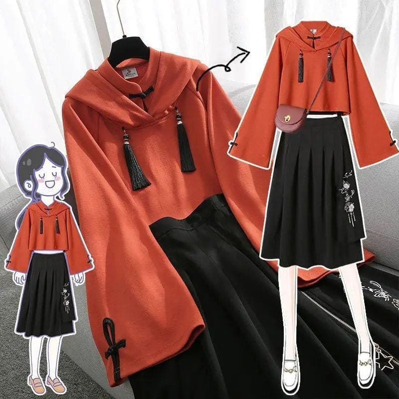 Fashioned Hoodie With Skirt Suit MK15246 - 2 Piece Set