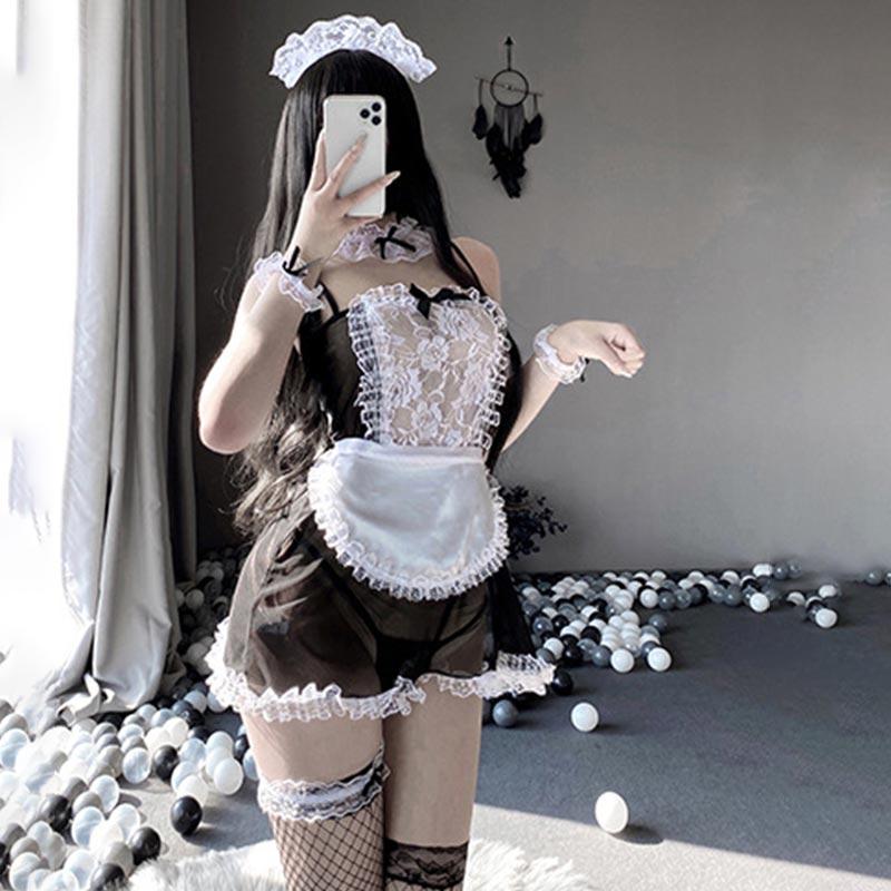 Kawaii Black Sexy Maid Lingerie Dress Modakawa