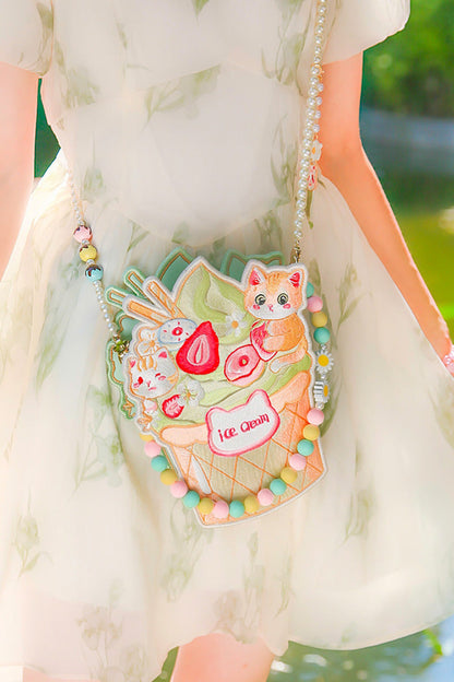 Multi-Color Ice Cream Cat Crossbody Bag SpreePicky