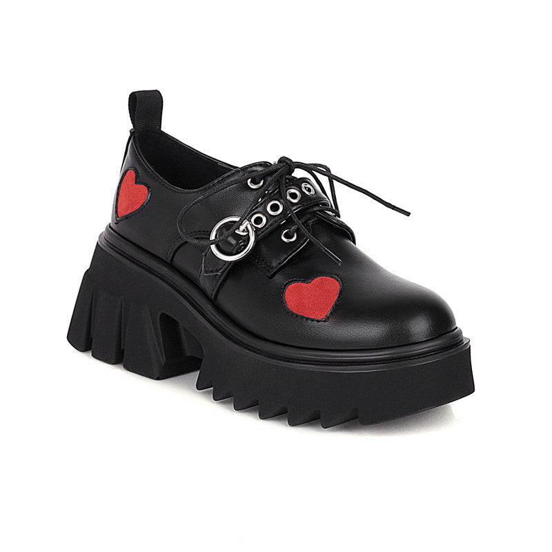 Y2K Red Heart Lolita Mary Janes Shoes Modakawa