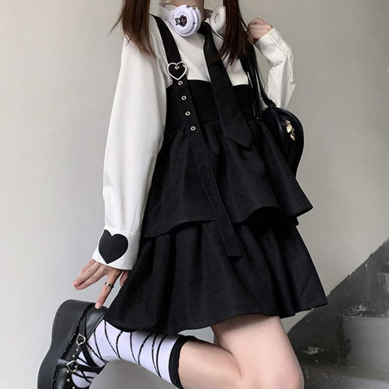 Cute Loose JK Overalls Skirt modakawa