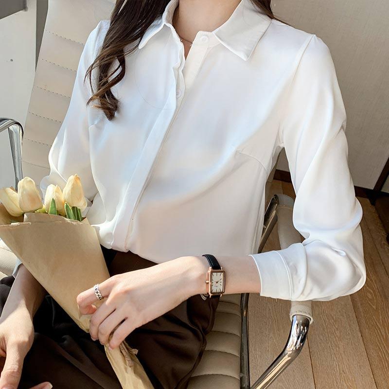 Elegant Satin Shirt Workwear Modakawa