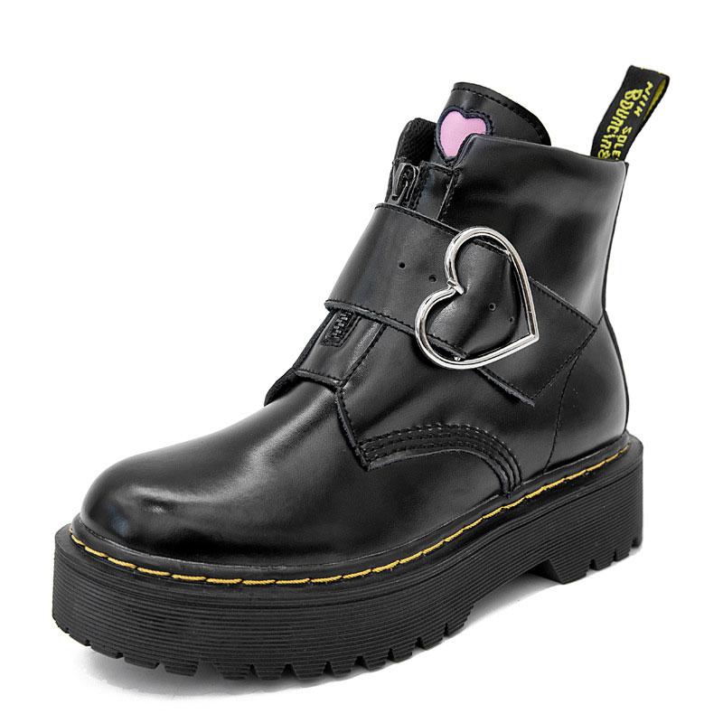 Love Heart Buckle Platform Boots Modakawa