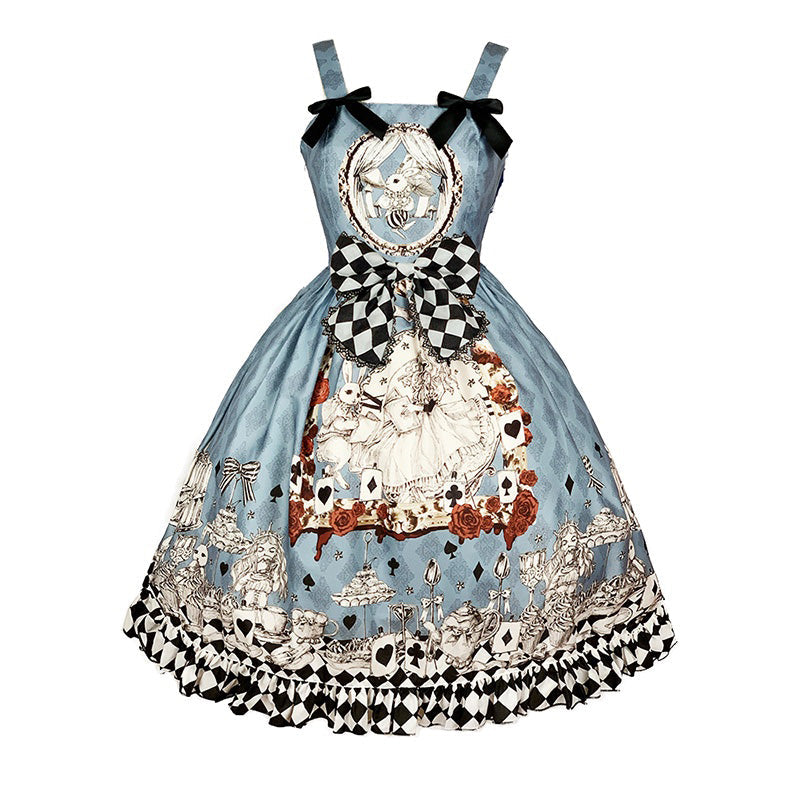 Princess Print Bow Lolita Suspender Dress Modakawa