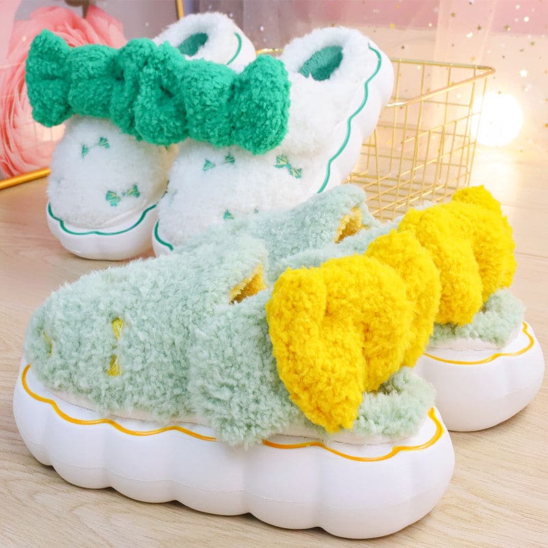 Fluffy Soft Girl Pastel Bows Slippers ON895 - slippers