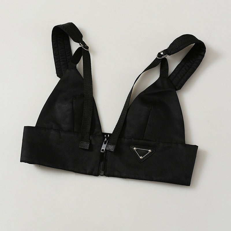 Black Front Zip Buckle Top SpreePicky