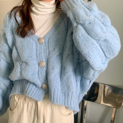 Fuzzy Soft Cropped Cardigan - Cardigan