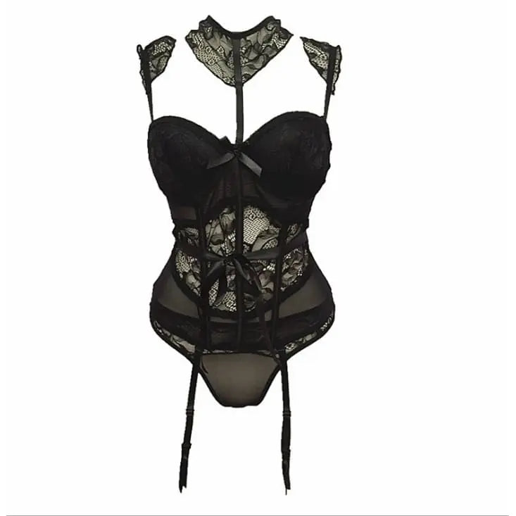 Gothic Lace Temptress Bustier Underwear Lingerie Set EG324 - Egirldoll