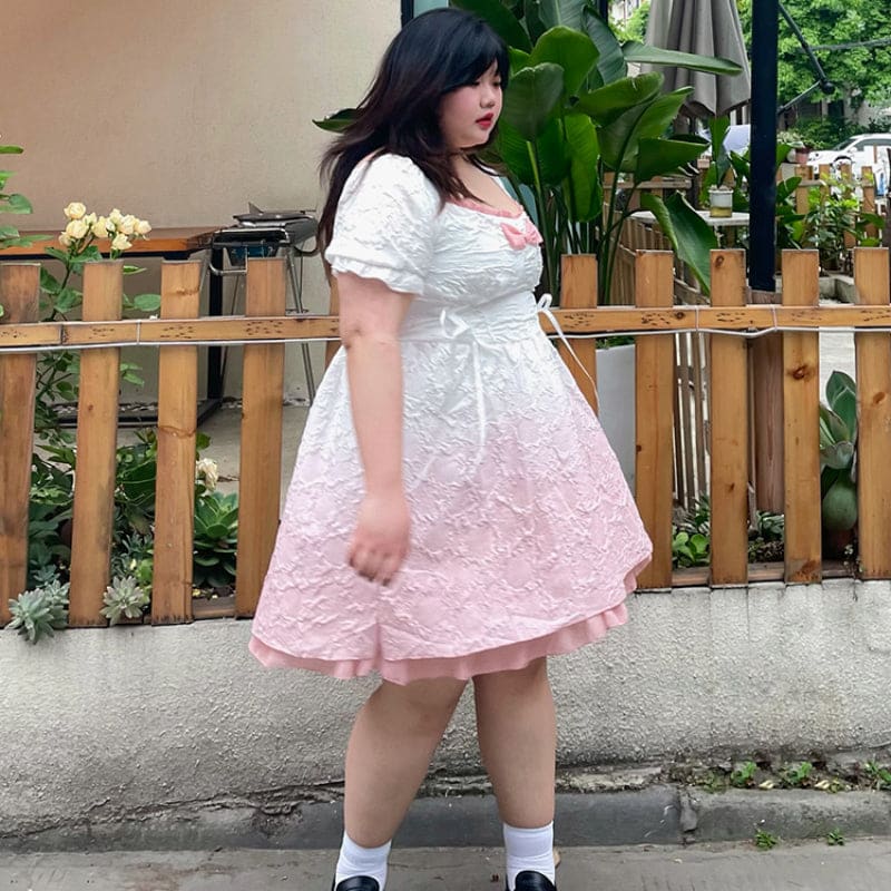Gradient Bubble Sleeve Princess Dress