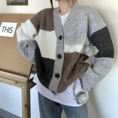 Soft Grey Fringe Cardigan Boogzel Clothing