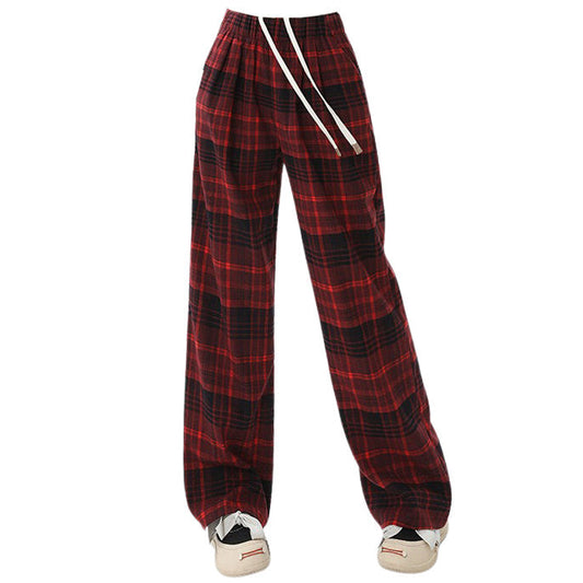 Casual Red Plaid Pants SpreePicky