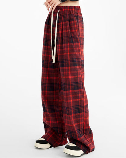 Casual Red Plaid Pants SpreePicky