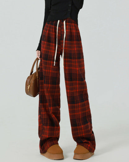 Casual Red Plaid Pants SpreePicky