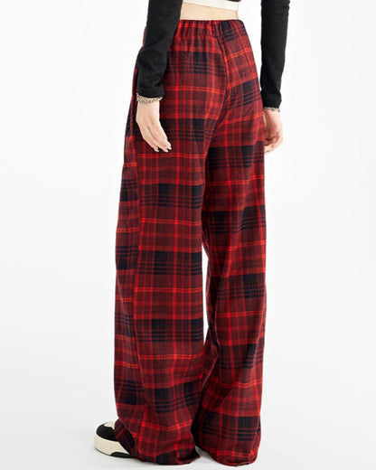 Casual Red Plaid Pants SpreePicky