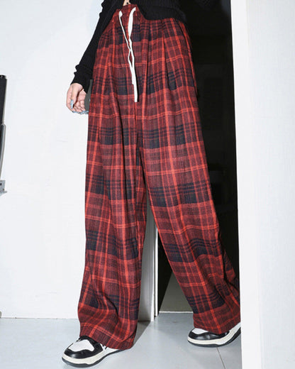 Casual Red Plaid Pants SpreePicky