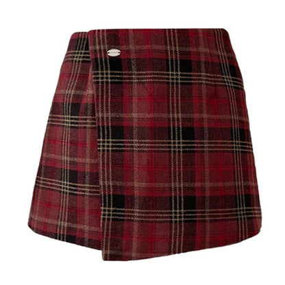 Red Plaid Wrap Skirt SpreePicky