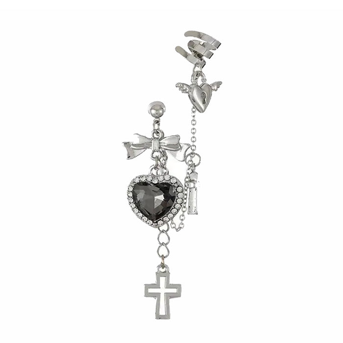 Elegant Heart Cross Ear Cuff SpreePicky