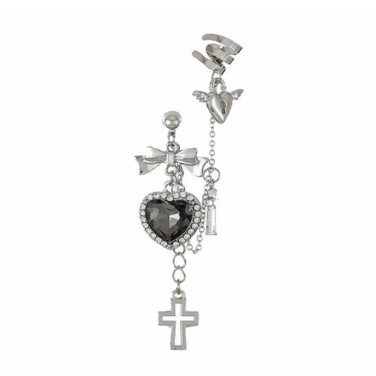 Elegant Heart Cross Ear Cuff SpreePicky