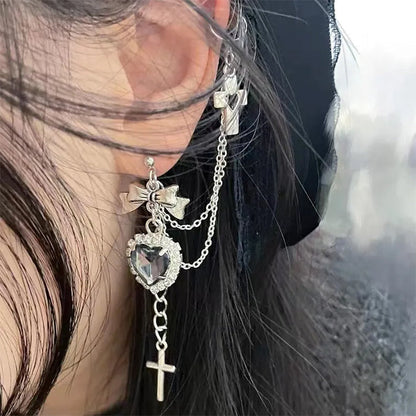 Elegant Heart Cross Ear Cuff SpreePicky