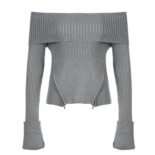 Elegant Off Shoulder Knit Sweater Boogzel Clothing