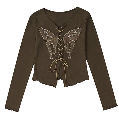 Brown Lace Butterfly Top SpreePicky