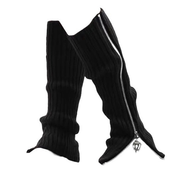 Y2K Black Zip Up Leg Warmers Boogzel Clothing